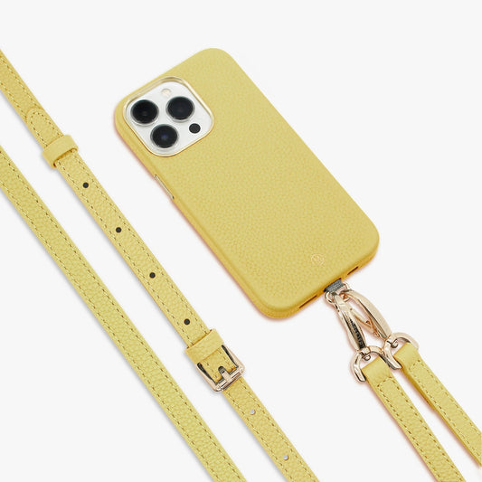 iPhone 14 Leather Case with Crossbody Leather Strap