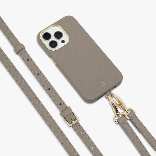 Étui MagSafe en cuir avec bandoulière en cuir pour iPhone 15 Pro