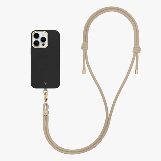 iPhone 15 Leather MagSafe Case with Crossbody Rope Strap