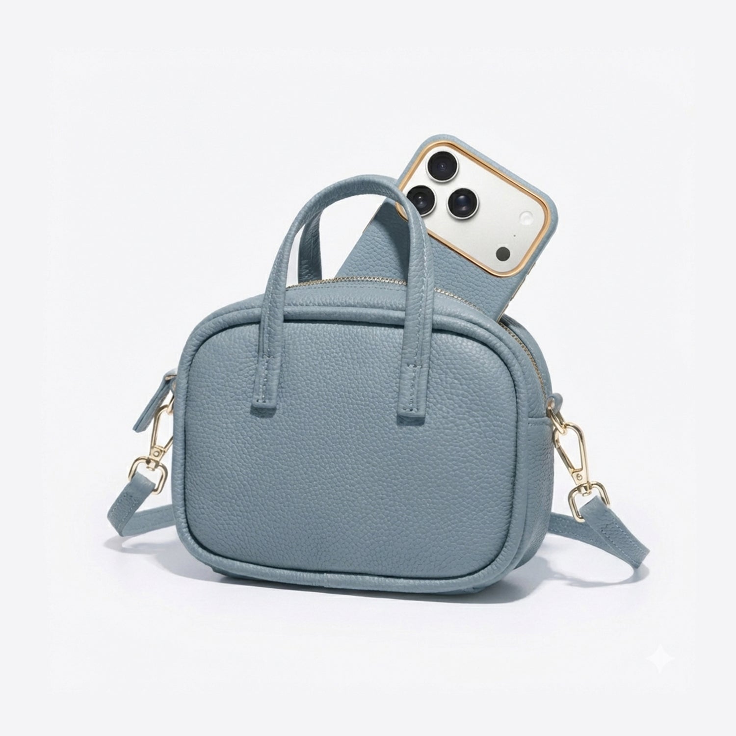 Ellipse Pebble Leather Shoulder Bag in Optic White Eco Pebble PU Shoulder Bag with Detachable Crossbody Strap main image 2